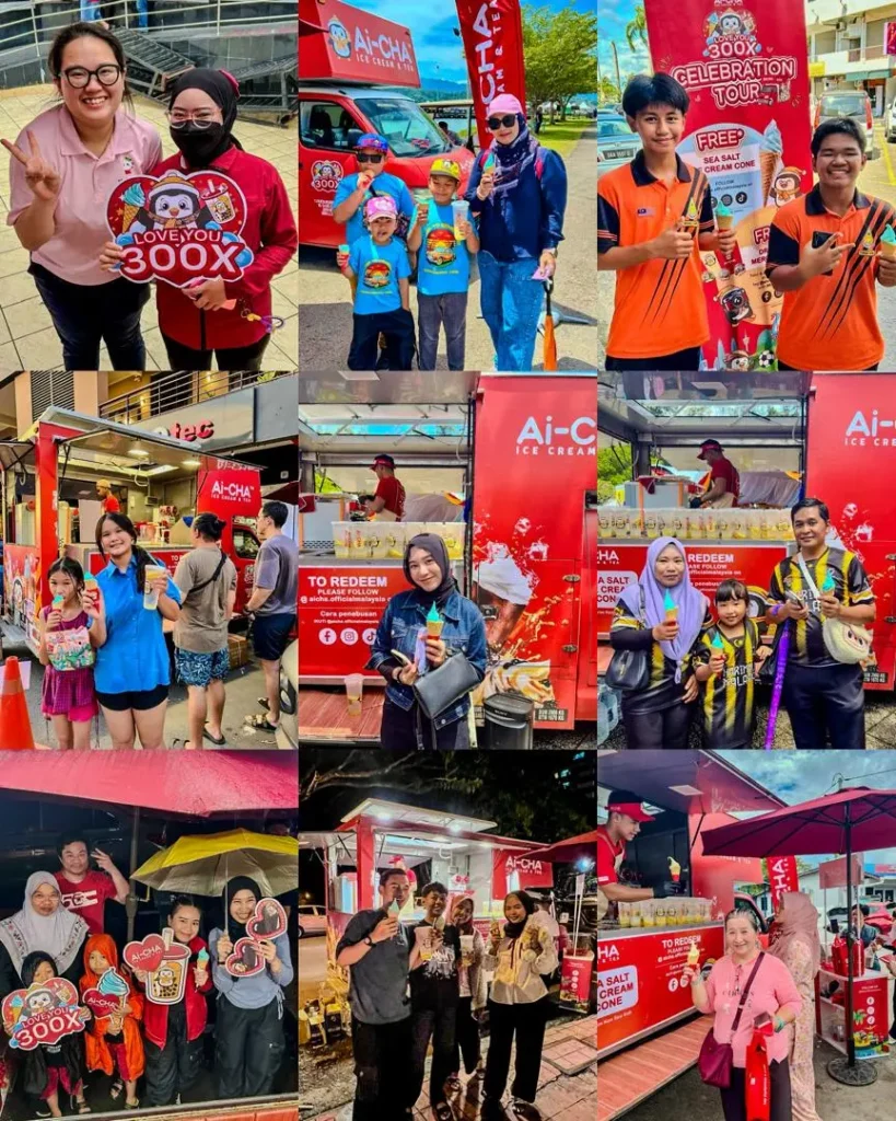 Celebrating Ai Cha’s “Love You 300x” Campaign – Brewing Across Sabah! 6 Photo collage of Ai-CHA's Sabah customers holding drinks coupons and signs