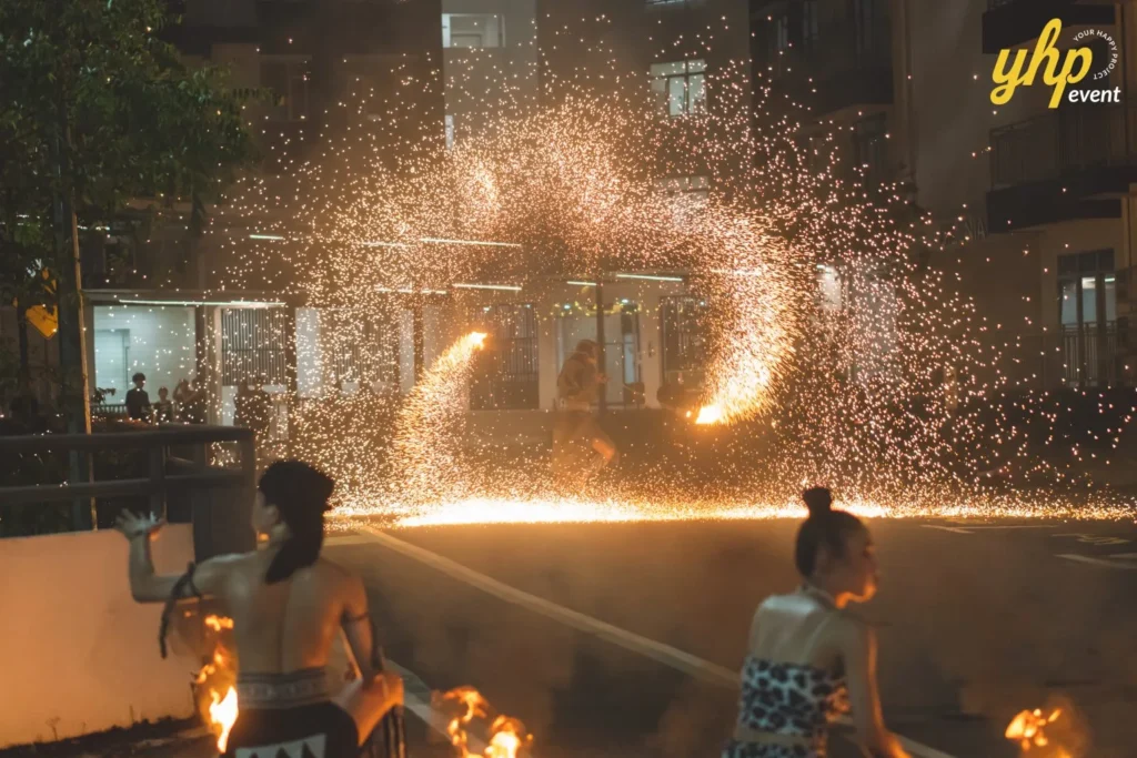 Celebrating the Grand Launch of Curve25 7 Spectacular fire spinning performance at night