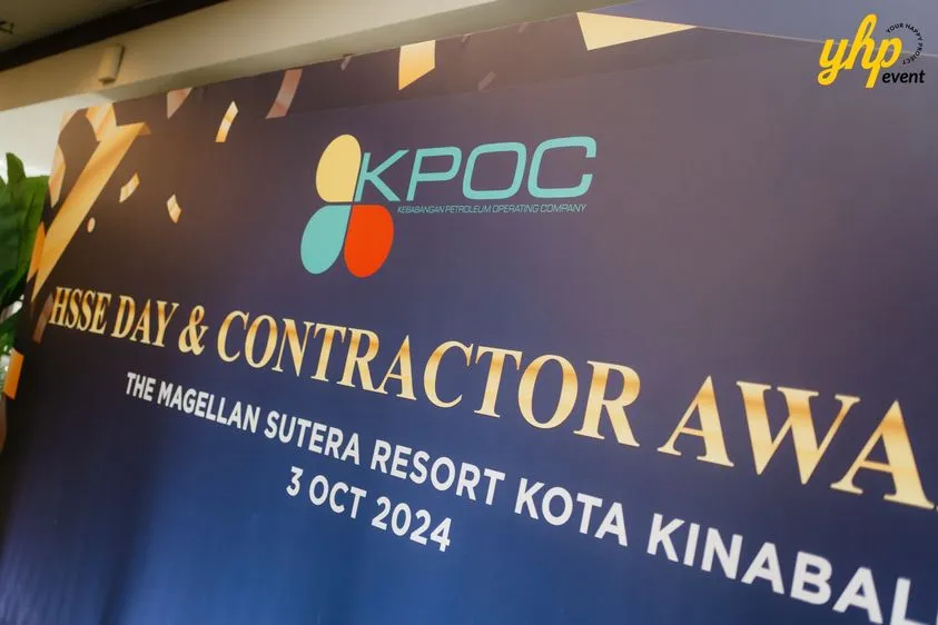 KPOC HSSE Day and Contractor Award 2024 event backdrop at The Magellan Sutera Resort Kota Kinabalu
