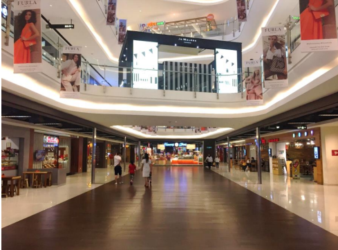 Discover the Top Event Roadshow Venues in Kota Kinabalu, Sabah 6 Perspective view of a shopping aisle in Imago Mall with Furla banners hanging from the upper levels
